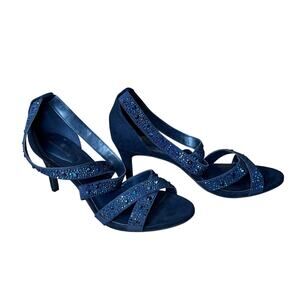 Bandolino Josie Navy Rhinestone Bling Heels 9.5